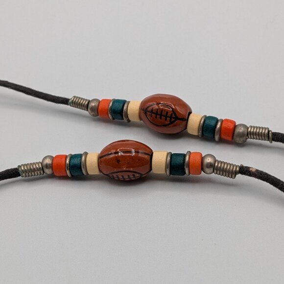 Beaded Football Themed Eyeglass Cord Holder Miami Dolphins Colors, Looped Ends - Picture 4 of 9